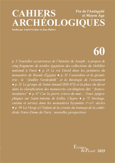 Couverture de Cahiers archéologiques (Les), n° 60 par Collectif