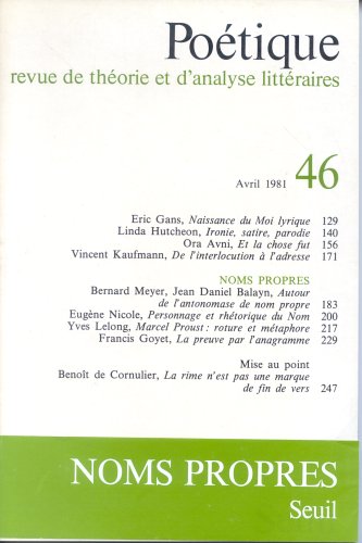 Poétique, n° 46. Noms propres