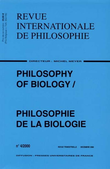 Couverture de Revue internationale de philosophie, n° 214. Philosophie de la biologie. Philosophy of biology