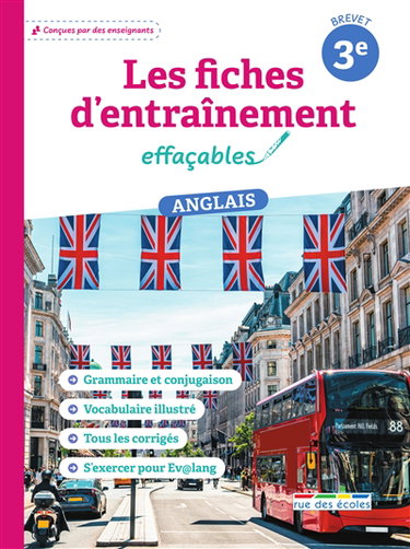Couverture de Les fiches d'entraînement effaçables : anglais 3e brevet