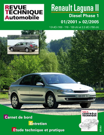 Couverture de Revue technique automobile, n° 653.2. Renault Laguna 2 diesel depuis 01/01