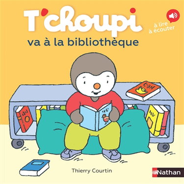 Couverture de T'choupi va à la bibliothèque par Thierry Courtin