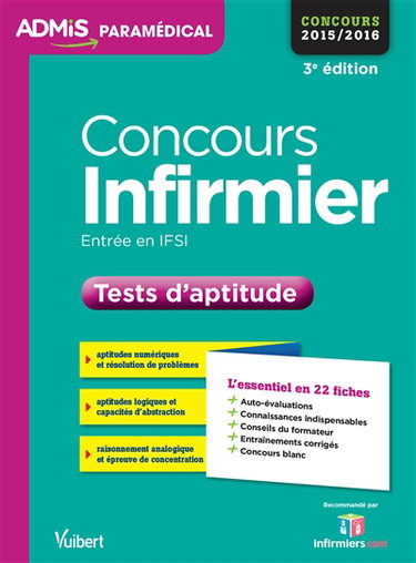 Couverture de Concours infirmier : tests d'aptitude : entrée en IFSI, concours 2015-2016