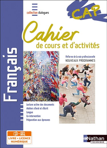 Couverture de Français CAP : cahier de cours et d'activités : réforme de la voie professionnelle, nouveaux programmes