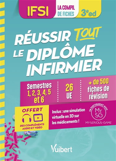 IFSI, la compil de fiches : réussir tout le diplôme infirmier : semestres 1, 2, 3, 4, 5 et 6, 26 UE, + de 500 fiches de révision