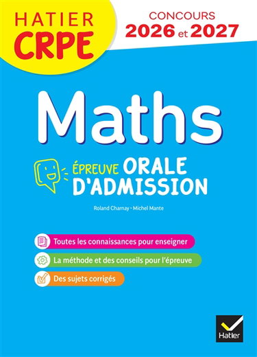 Maths : épreuve orale de leçon, admission : concours 2025 et 2026, M1, M2