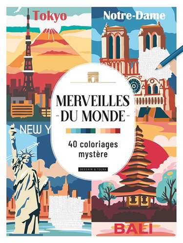 Couverture de Merveilles du monde : 40 coloriages mystère