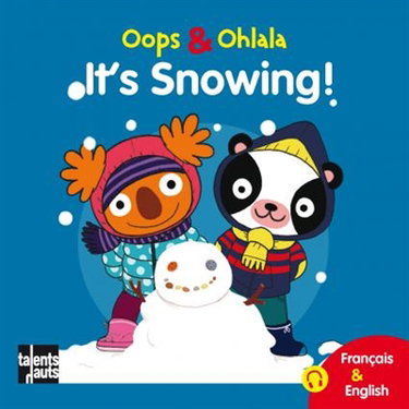 Couverture de La petite vie de Oops et Ohlala. It's snowing !