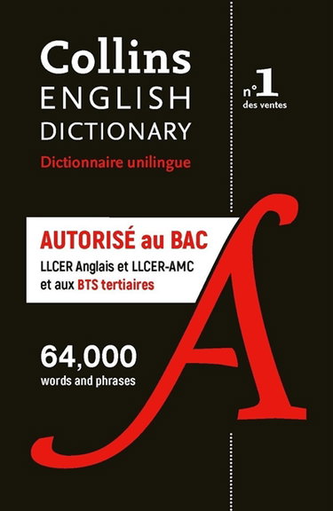 Couverture de Collins English dictionary : dictionnaire unilingue autorisé aux examens : bac spécialités LLCER anglais et LLCER-AMC + BTS tertiaire par Collectif