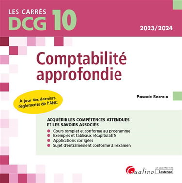 Couverture de Comptabilité approfondie : DCG 10 : 2023-2024