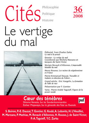 Couverture de Cités, n° 36. Le vertige du mal