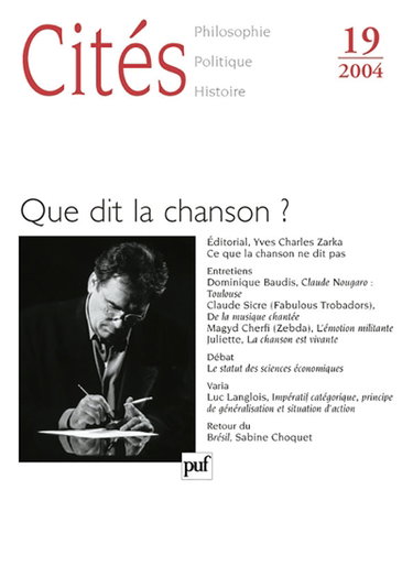 Cités, n° 19. Que dit la chanson ?