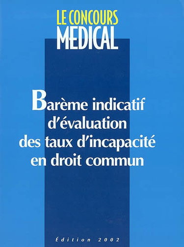 Couverture de Barème indicatif d'évaluation des taux d'incapacité en droit commun