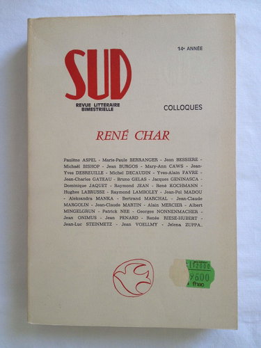 Couverture de Sud. René Char : actes