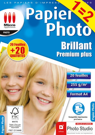 Couverture de Micro Application Papier Photo - Papier photo A4 - Feuille A4 - Papier imprimante - Tirage photo - Papier impression photo - 255 g - 20+20 Feuilles