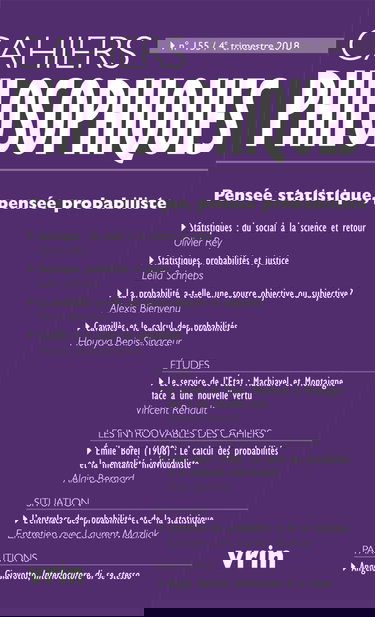 Pensée statistique, pensée probabiliste ((Cahiers Philosophiques, N. 155 4/2018)