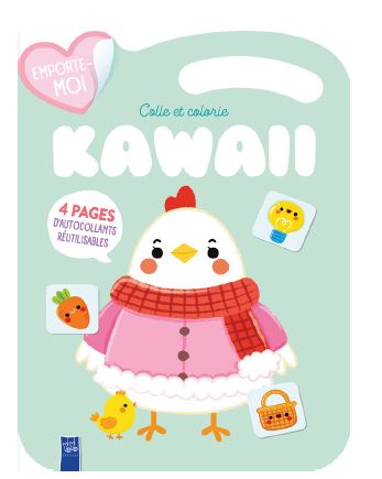 Couverture de Colle et colorie kawaii : la poule de Pâques