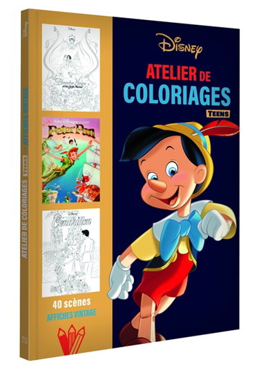 Couverture de DISNEY TEENS : Atelier de coloriages : Affiches Vintage