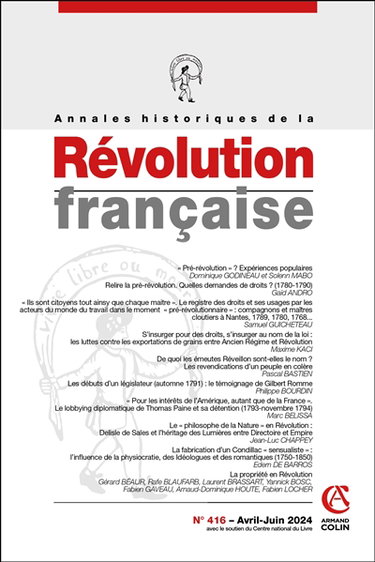 Couverture de Annales historiques de la Révolution française, n° 416 par Collectif