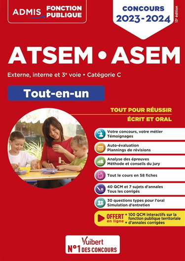 Couverture de ATSEM, ASEM : externe, interne et 3e voie, catégorie C : tout-en-un, concours 2023-2024