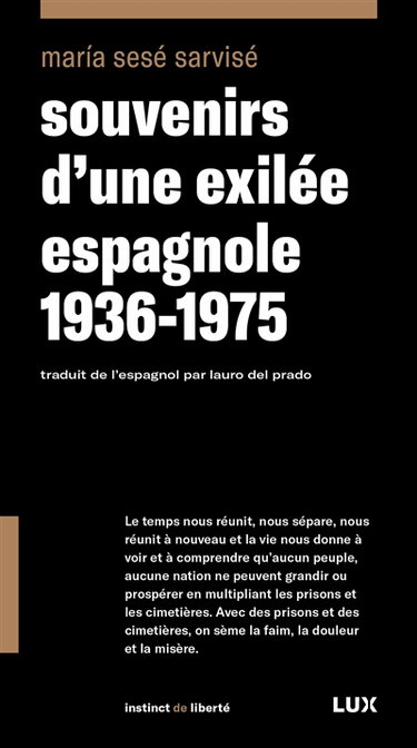 Couverture de Souvenirs d'une exilée espagnole 1936-1975