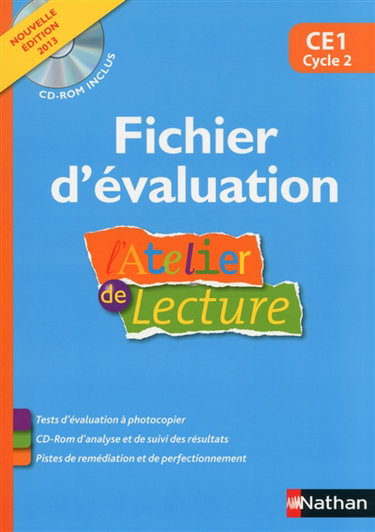Couverture de L'atelier de lecture CE1, cycle 2 : fichier d'évaluation