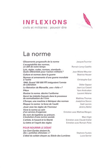 Couverture de Inflexions : civils et militaires : pouvoir dire, n° 57. La norme par Collectif
