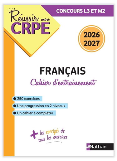Couverture de Français : cahier d'entrainement : concours L3 et M2, 2026-2027