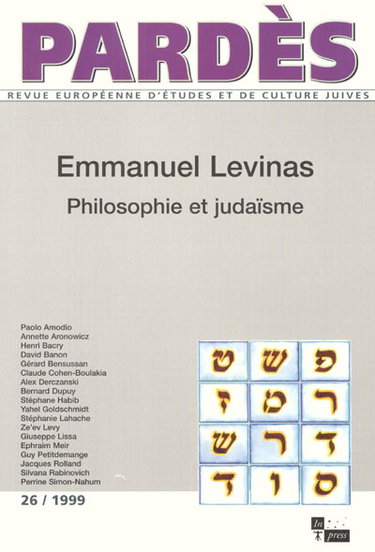Couverture de Pardès, n° 26. Emmanuel Levinas, philosophie et judaïsme