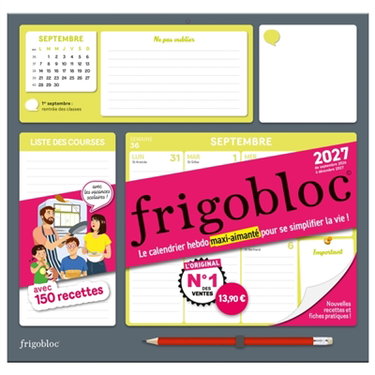 Couverture de Frigobloc Hebdomadaire 2027 : Calendrier organiseur familial (de sept. 2026 à déc. 2027)