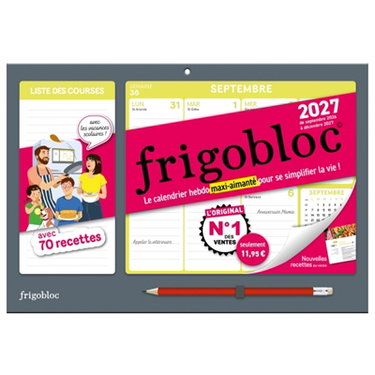 Couverture de Frigobloc Hebdomadaire Compact 2027 : Calendrier organiseur familial (de sept. 2026 à déc. 2027)