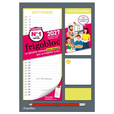 Couverture de Frigobloc Mensuel Compact 2027 : Calendrier organiseur familial (de sept. 2026 à déc. 2027)