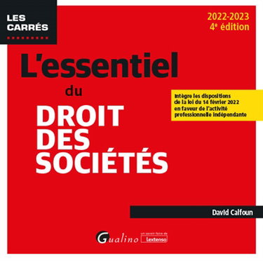 Couverture de L'essentiel du droit des sociétés : 2022-2023 par David Calfoun