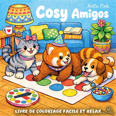 Couverture de Cosy amigos : livre de coloriage facile et relax