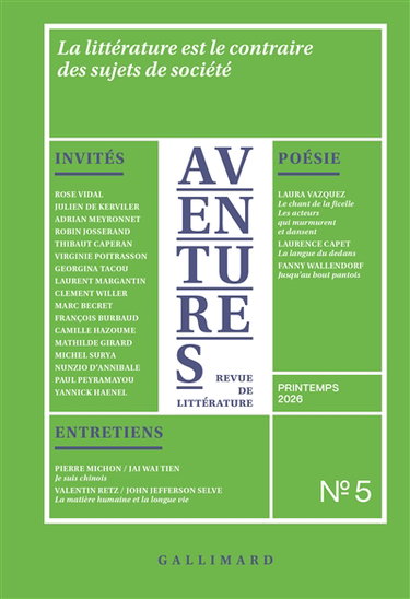 Couverture de Aventures, n° 5. La littérature est le contraire des sujets de société par Collectifs