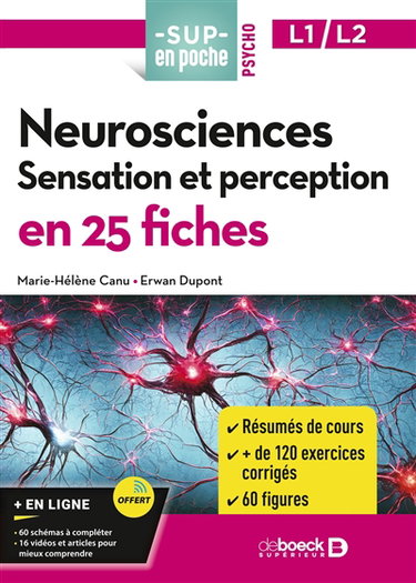 Couverture de Neurosciences : sensation et perception en 25 fiches : L1, L2 par Marie-Hélène Canu