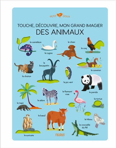 Couverture de Touche, découvre, mon grand imagier des animaux par Claire Wortemann