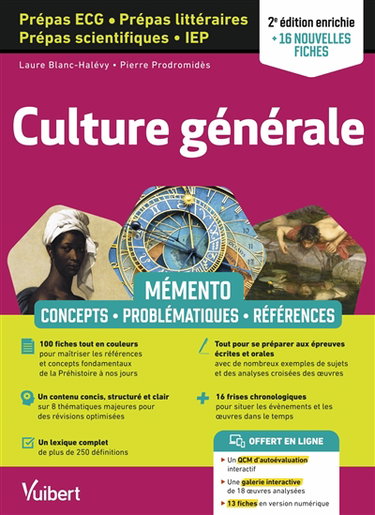 Couverture de Culture générale prépas ECG, prépas littéraires, prépas scientifiques, IEP : mémento : concepts, problématiques, références par Laure Blanc-Halévy