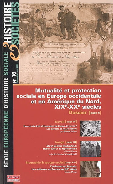 Couverture de Histoire & sociétés, n° 16. Mutualité et protection sociale en Europe occidentale et en Amérique du Nord, XIXe-XXe siècles