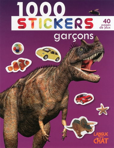 Couverture de 1.000 stickers garçons (Fond mauve) par Katie Cox