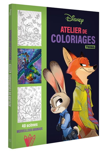 Couverture de DISNEY TEENS : Atelier de coloriages : Merveilleux Animaux