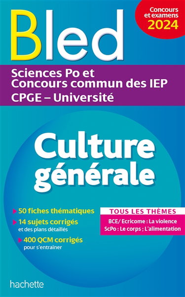 Couverture de Bled culture générale : Sciences Po et concours commun des IEP, CPGE, université : tous les thèmes, concours et examens 2024 par Vincent Adoumié