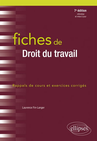 Couverture de Fiches de droit du travail : rappels de cours et exercices corrigés par Laurence Fin-Langer