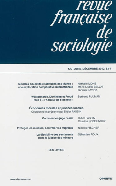 Couverture de Revue française de sociologie, n° 53-4 par Collectif