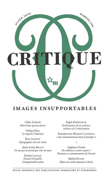 Couverture de Critique, n° 944. Images insupportables par Collectif