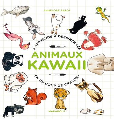 Couverture de J'apprends à dessiner les animaux kawaii en un coup de crayon !