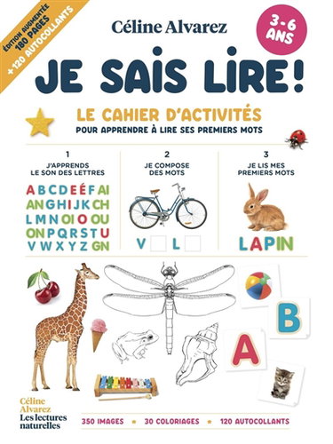Couverture de Je sais lire ! : le cahier d'activités pour entrer dans la lecture dès la maternelle : 300 images, 30 coloriages, 120 autocollants