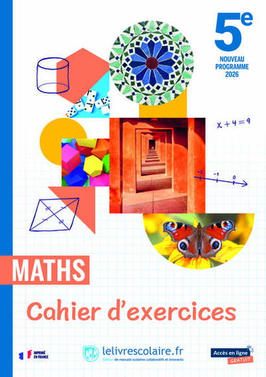 Couverture de Maths 5e : cahier d'exercices : nouveau programme 2026