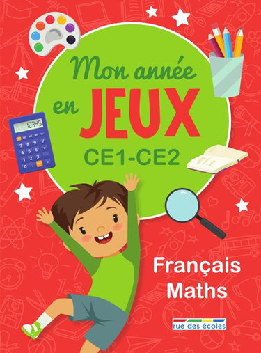 Couverture de Mon année en jeux CE1, CE2 : français, maths