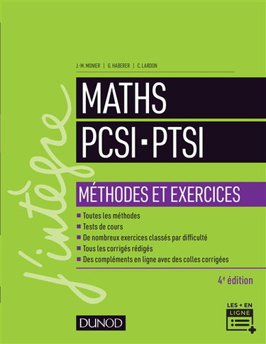 Couverture de Maths PCSI, PTSI : méthodes et exercices